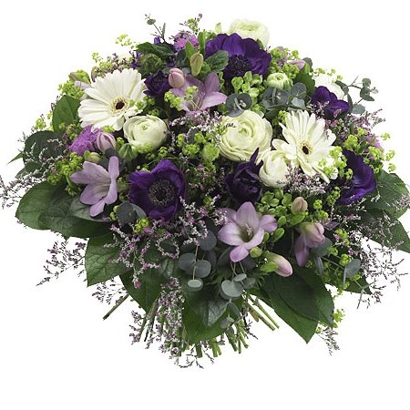 Blumenstrauss in wei&szlig;, lila und hellblau