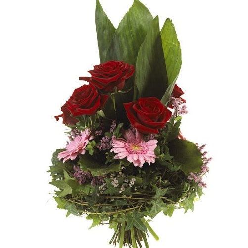 Gestaffelte Blumenstrau&szlig; in rot und hellrosa